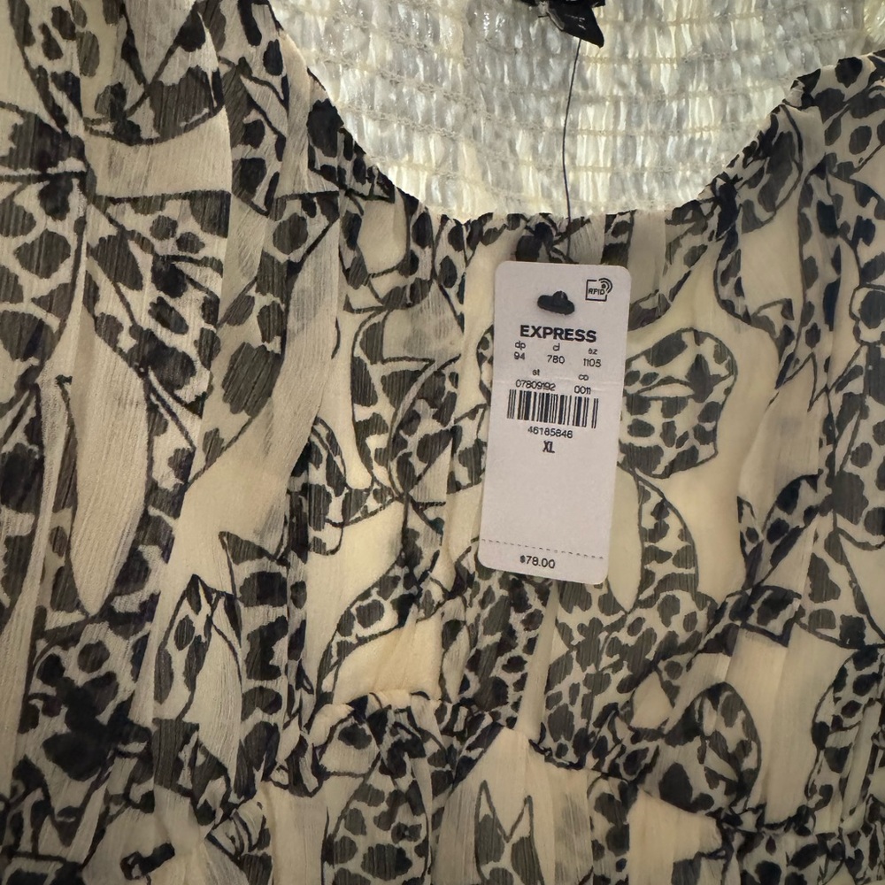 Express Black and White Mini Babydoll Dress - Picture 3 of 3